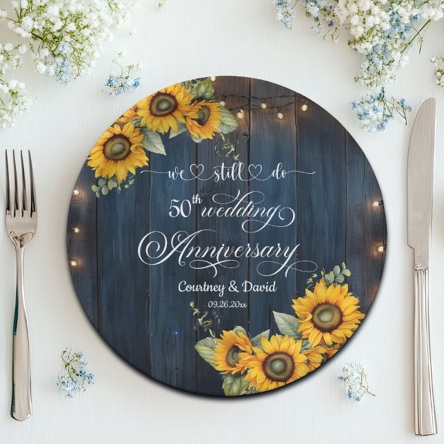 We Still Do 50th Wedding Anniversary String Lights Paper Plate (Creator Uploaded)
