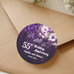 We Still Do 55th Wedding Anniversary String Lights Classic Round Sticker