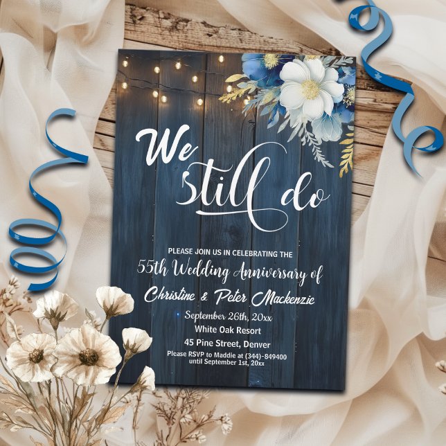 We Still Do 55th Wedding Anniversary String Lights Invitation (Creator Uploaded)