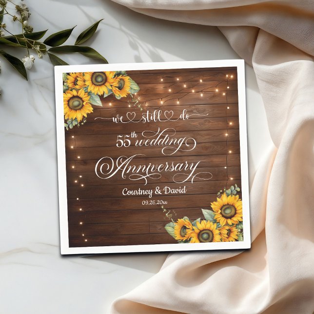 We Still Do 55th Wedding Anniversary String Lights Napkin (Creator Uploaded)