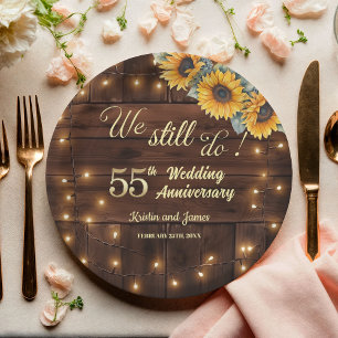 We Still Do 55th Wedding Anniversary String Lights Paper Plate