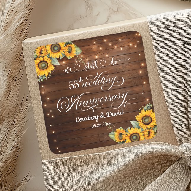 We Still Do 55th Wedding Anniversary String Lights Square Sticker (Creator Uploaded)
