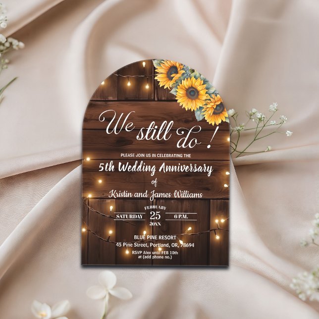 We Still Do 5th Wedding Anniversary String Lights Acrylic Invitations (Creator Uploaded)
