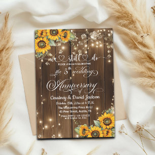We Still Do 5th Wedding Anniversary String Lights Invitation