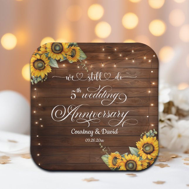 We Still Do 5th Wedding Anniversary String Lights Paper Plate (Creator Uploaded)