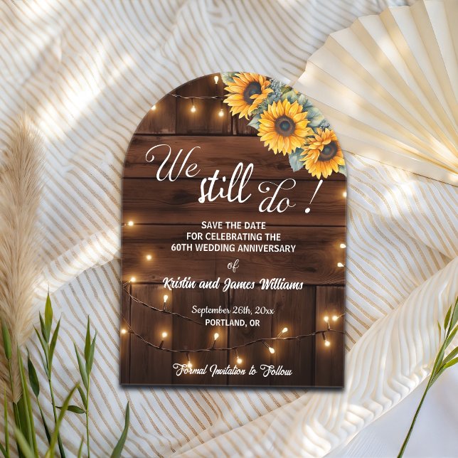 We Still Do 60th Wedding Anniversary String Lights Acrylic Invitations (Creator Uploaded)