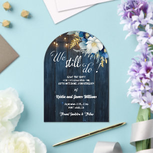 We Still Do 60th Wedding Anniversary String Lights Acrylic Invitations