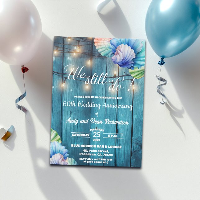 We Still Do 60th Wedding Anniversary String Lights Invitation (Creator Uploaded)