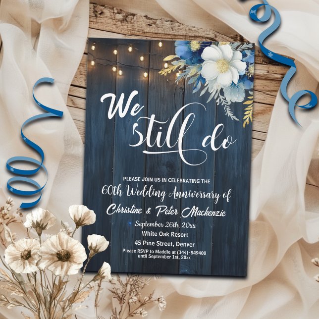 We Still Do 60th Wedding Anniversary String Lights Invitation (Creator Uploaded)