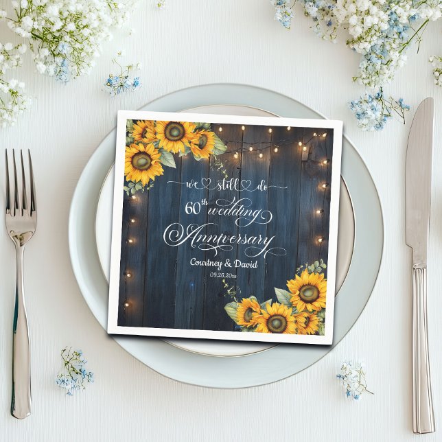 We Still Do 60th Wedding Anniversary String Lights Napkin (Creator Uploaded)