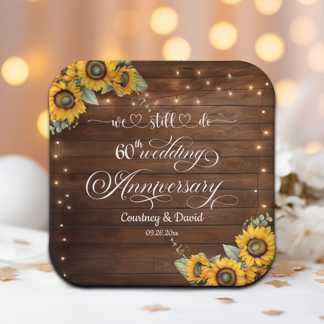 We Still Do 60th Wedding Anniversary String Lights Paper Plate (Creator Uploaded)