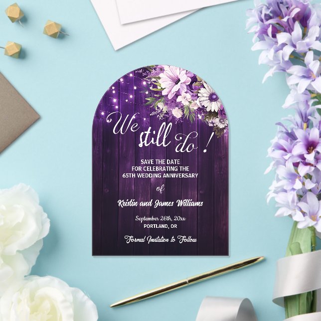 We Still Do 65th Wedding Anniversary String Lights Acrylic Invitations (Insitu (Wedding))