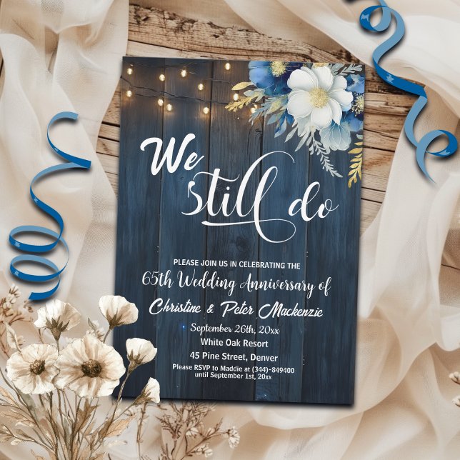 We Still Do 65th Wedding Anniversary String Lights Invitation (Creator Uploaded)