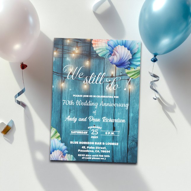 We Still Do 70th Wedding Anniversary String Lights Invitation (Creator Uploaded)