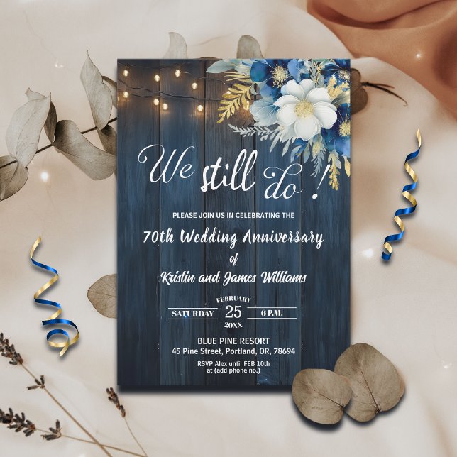 We Still Do 70th Wedding Anniversary String Lights Invitation (Creator Uploaded)