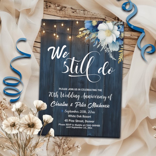 We Still Do 70th Wedding Anniversary String Lights Invitation (Creator Uploaded)