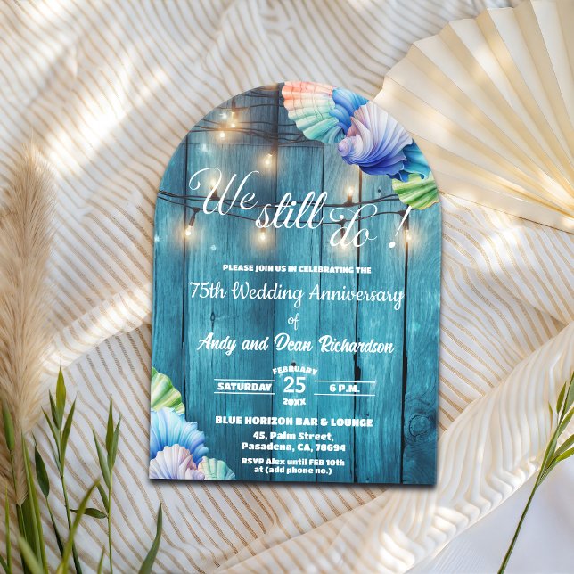 We Still Do 75th Wedding Anniversary String Lights Acrylic Invitations (Creator Uploaded)