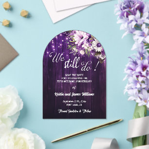 We Still Do 75th Wedding Anniversary String Lights Acrylic Invitations