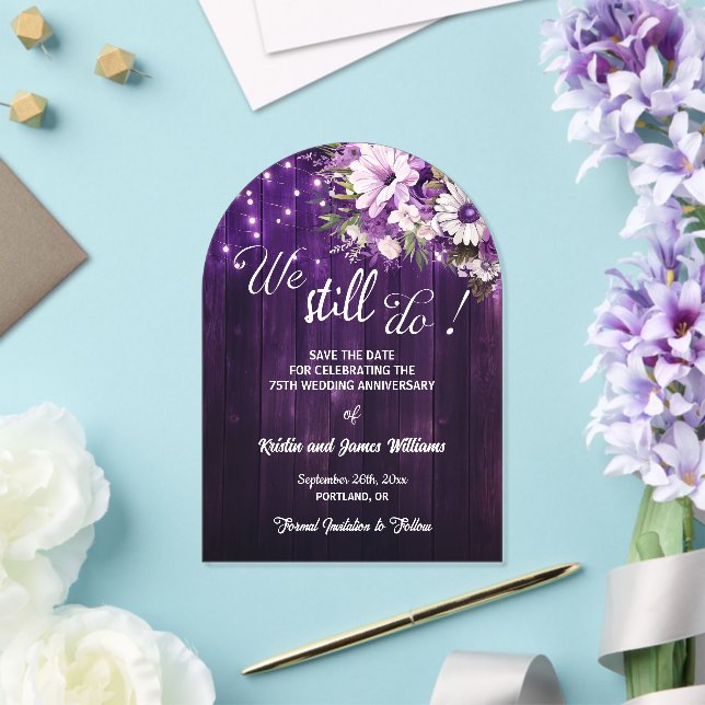 We Still Do 75th Wedding Anniversary String Lights Acrylic Invitations (Insitu (Wedding))