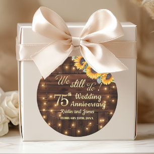 We Still Do 75th Wedding Anniversary String Lights Classic Round Sticker