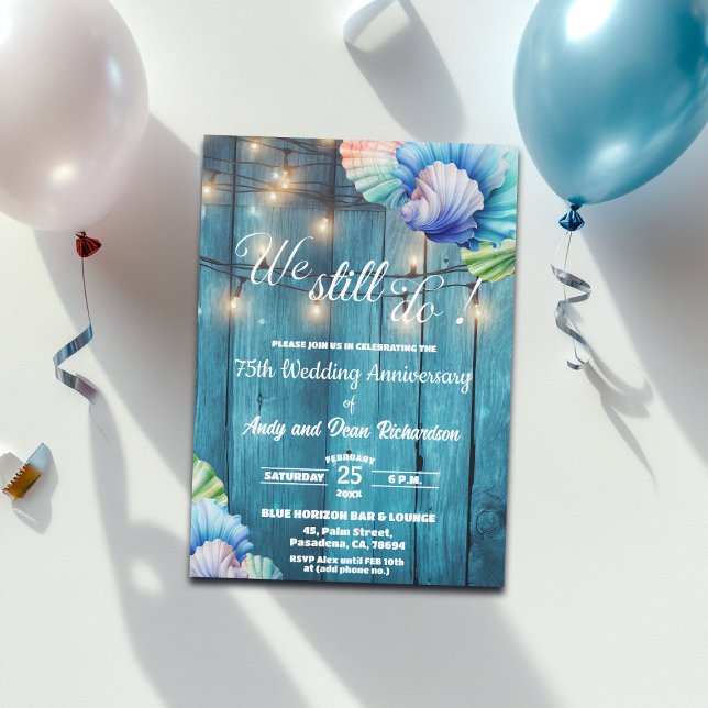 We Still Do 75th Wedding Anniversary String Lights Invitation (Creator Uploaded)