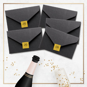 We Still Do Anniversary Typography Gold/Black Square Sticker