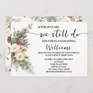 We Still Do Anniversary Winter White Floral  Invitation