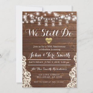 We Still Do Any Year Wood String Lights Burlap Inv Invitation