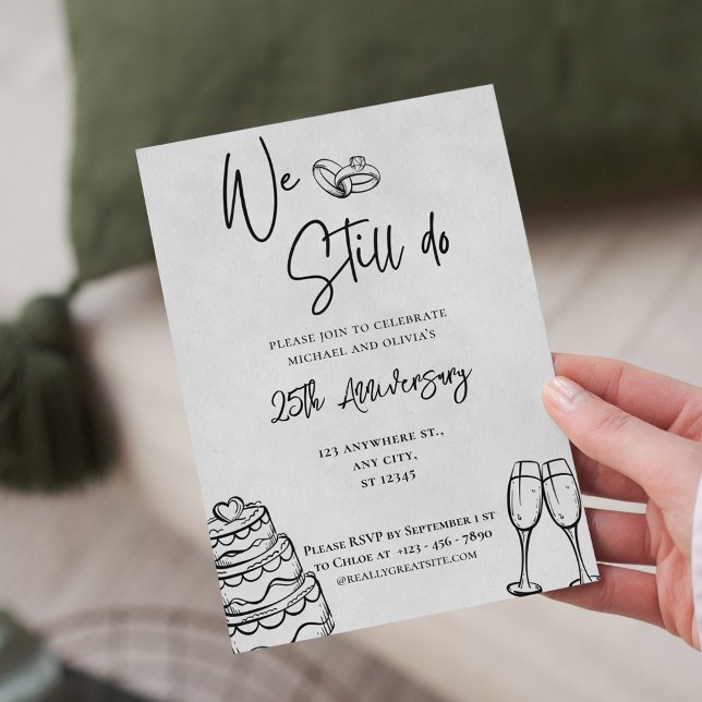 We Still Do | Black Minimalist 25th Anniversary Invitation (Creator Uploaded)