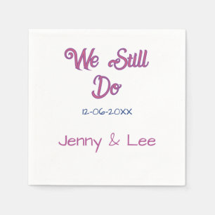 We still do brown pink name date year boho retro s napkin