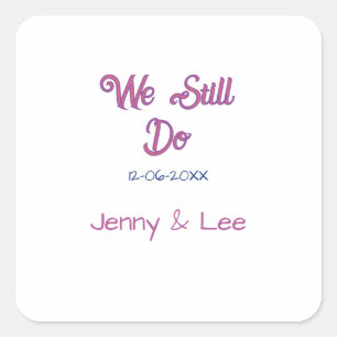 We still do brown pink name date year boho retro s square sticker