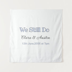 We still do couple name date blue pastel grey retr tapestry