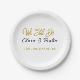 We still do couple name date champagne gold vow re paper plate