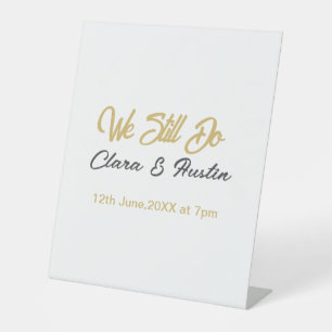 We still do couple name date champagne gold vow re pedestal sign