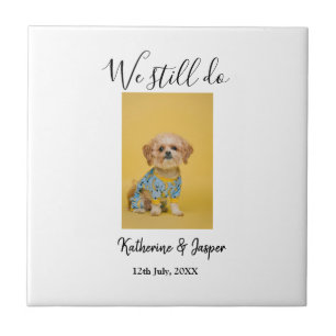 We still do couple name pet dog photo date simple ceramic tile