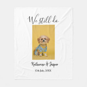 We still do couple name pet dog photo date simple  fleece blanket