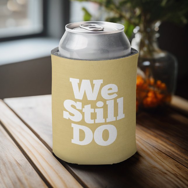 We Still Do - Custom Anniversary Favour Golden Can Cooler (Personalized Can Cooler for wedding or anniversary party)
