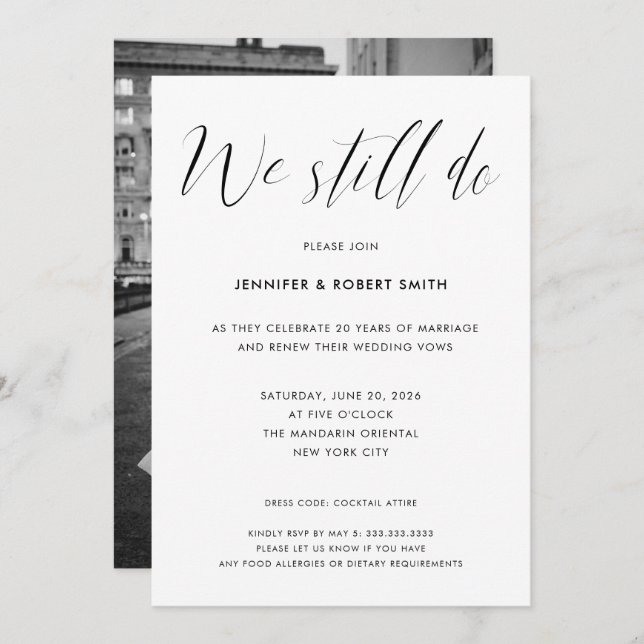 We Still Do Elegant Calligraphy Vow Renewal Invitation (Front/Back)