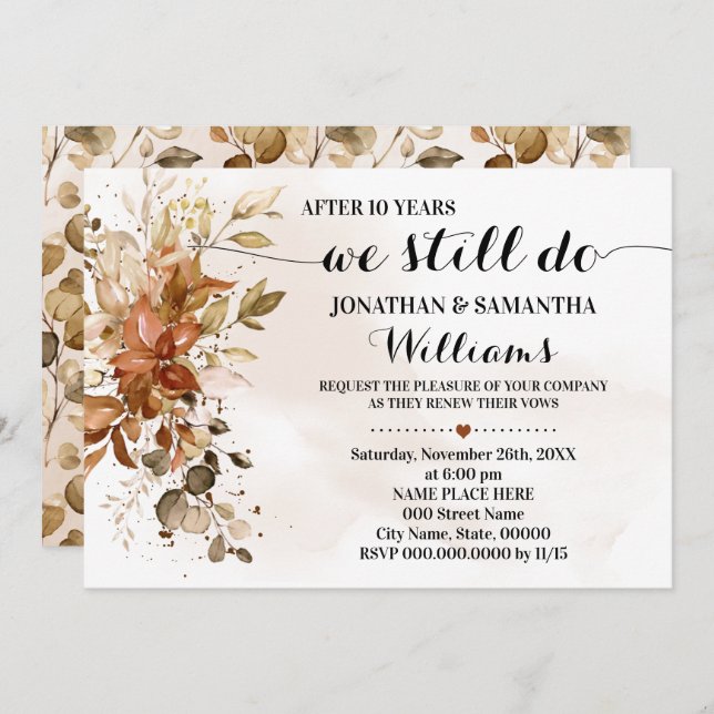 We Still Do Eucalyptus Autumn Wedding Anniversary Invitation (Front/Back)