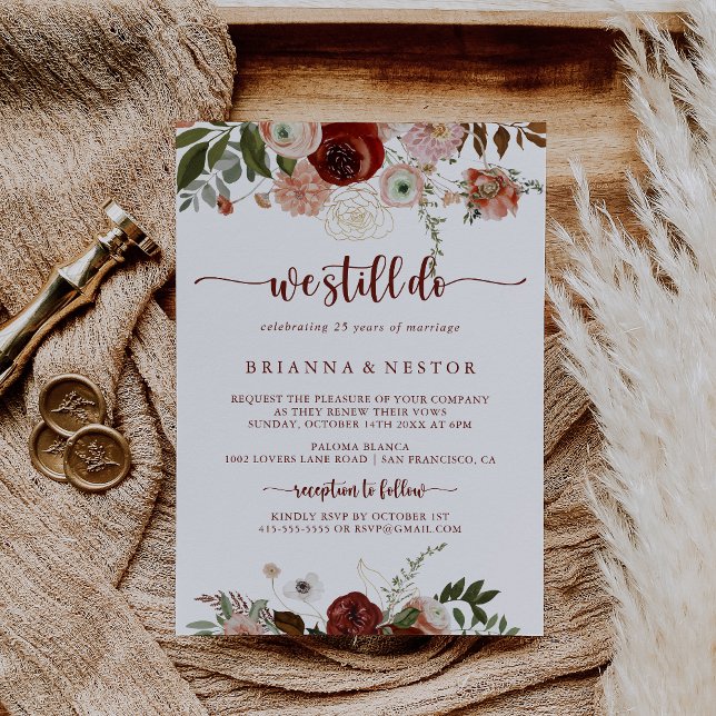 We Still Do Gold Rustic Floral Vow Renewal  Invitation (Creator Uploaded)