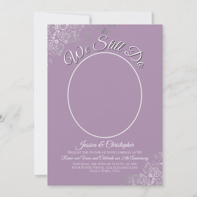 We Still Do Lavender Silver Wedding Vow Renewal Invitation (Front)