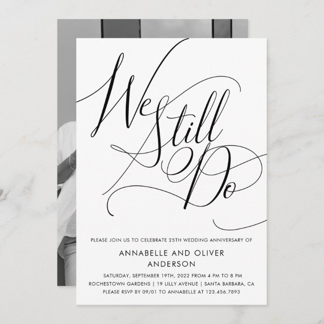 We Still Do | Minimalist Wedding Anniversary Photo Invitation (Front/Back)