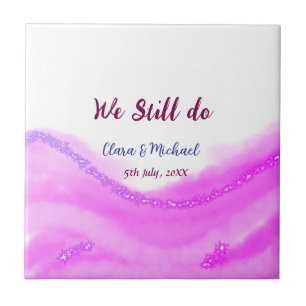 We still do pink purple watercolor glitter sparkle ceramic tile