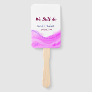We still do pink purple watercolor glitter sparkle hand fan