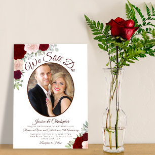 We Still Do Red & Pink Roses & Photo Vow Renewal Invitation