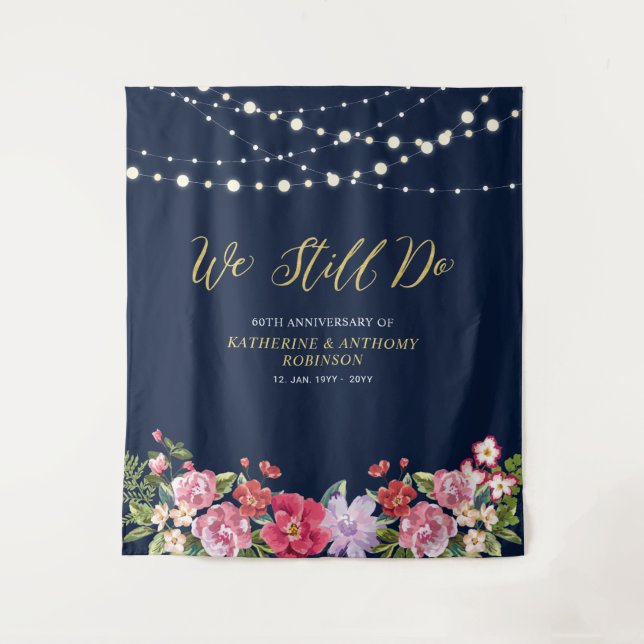 We Still Do | String Lights 50 Wedding Anniversary Tapestry (Front)