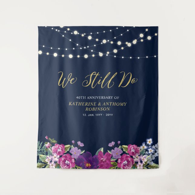 We Still Do | String Lights Wedding Anniversary Ta Tapestry (Front)