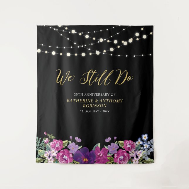 We Still Do | String Lights Wedding Anniversary Tapestry (Front)