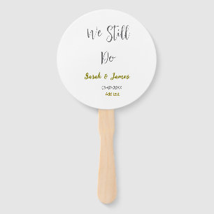 We still do wedding anniversary simple grey gold hand fan