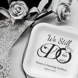 We Still Do Wedding Anniversary Typography Paper Plate